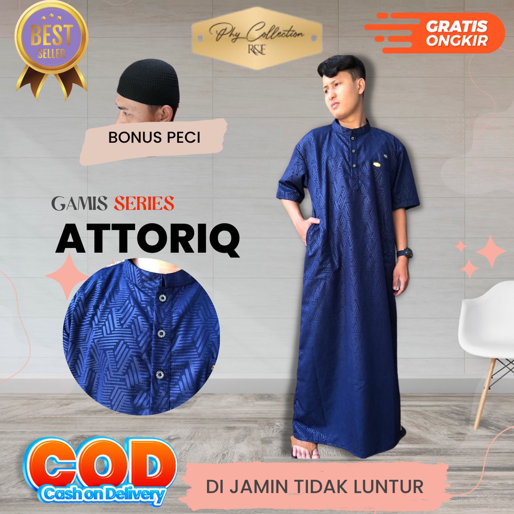 Baju Jubah Gamis pria Laki Laki Dewasa Lengan Pendek Model Haromain Al haramain Ukuran S M L XL XXL XXXL [ATTORIQ]