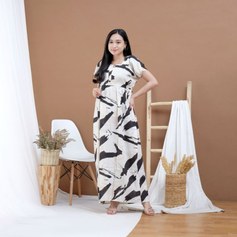 DRESS RAYON PREMIUM/BUSUI KANCING/SEMATA KAKI