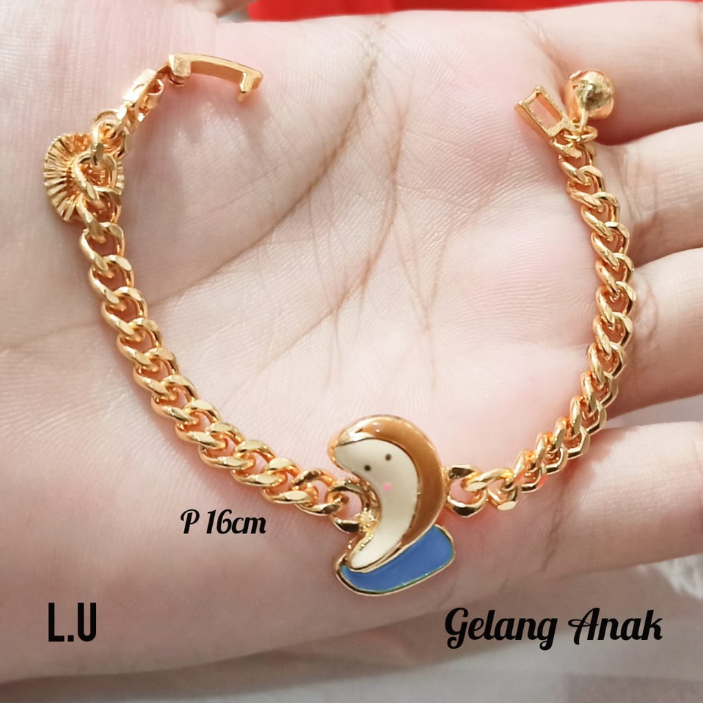 Gelang Anak TITANIUM Rantai Karakter Berbagai motif perhiasan Anak Gold dan Silver limited edition (COD)