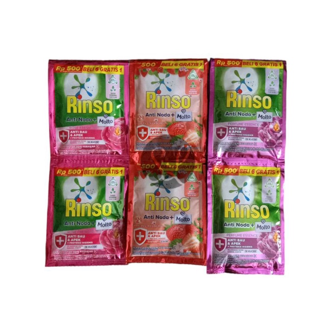Rinso + Molto 500an Cair Rinso Anti Noda Renteng Isi 6pc Sachet Rinso Renceng