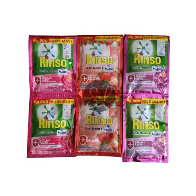 Rinso + Molto 500an Cair Rinso Anti Noda Renteng Isi 6pc Sachet Rinso Renceng