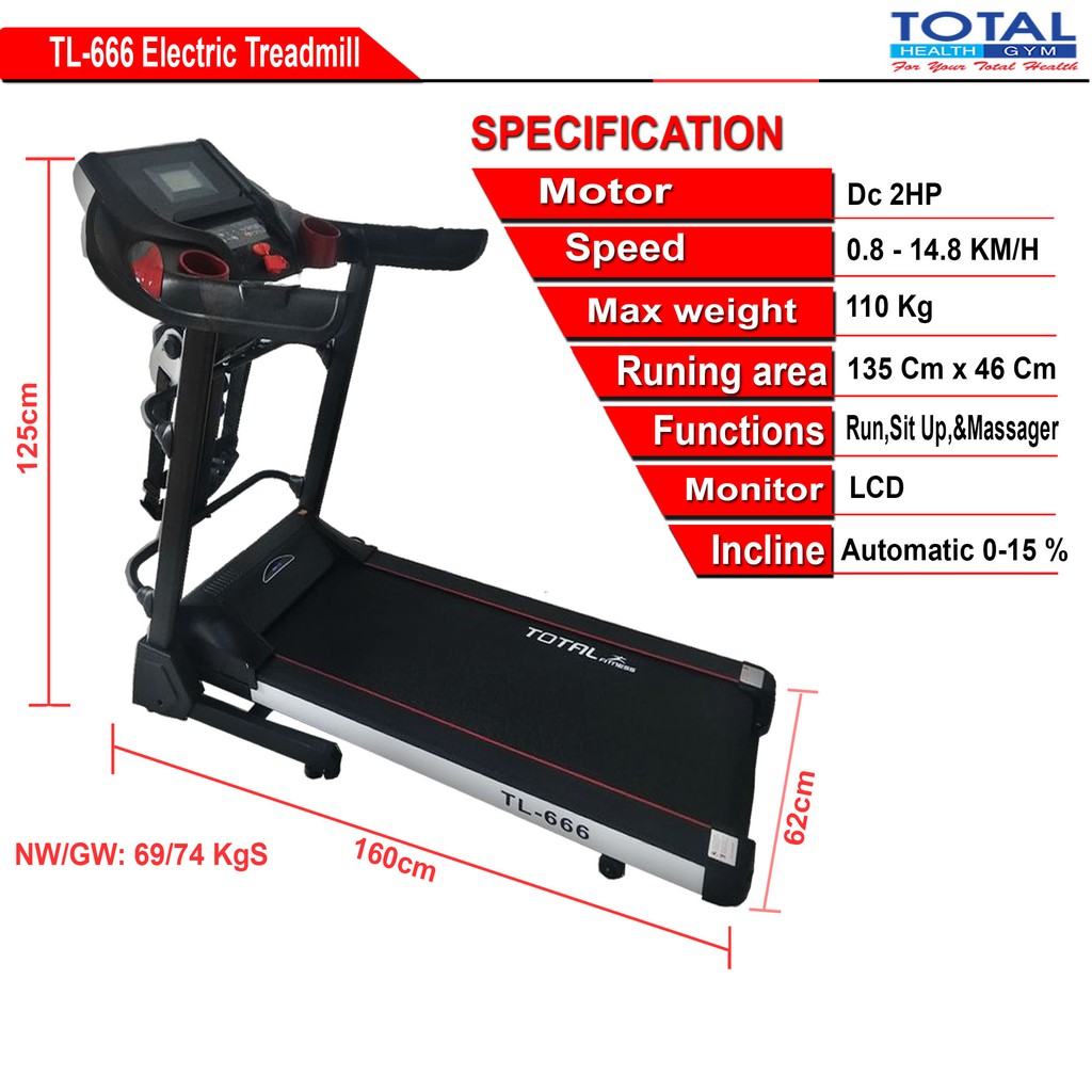 Treadmill Elektrik Auto Incline TL 666