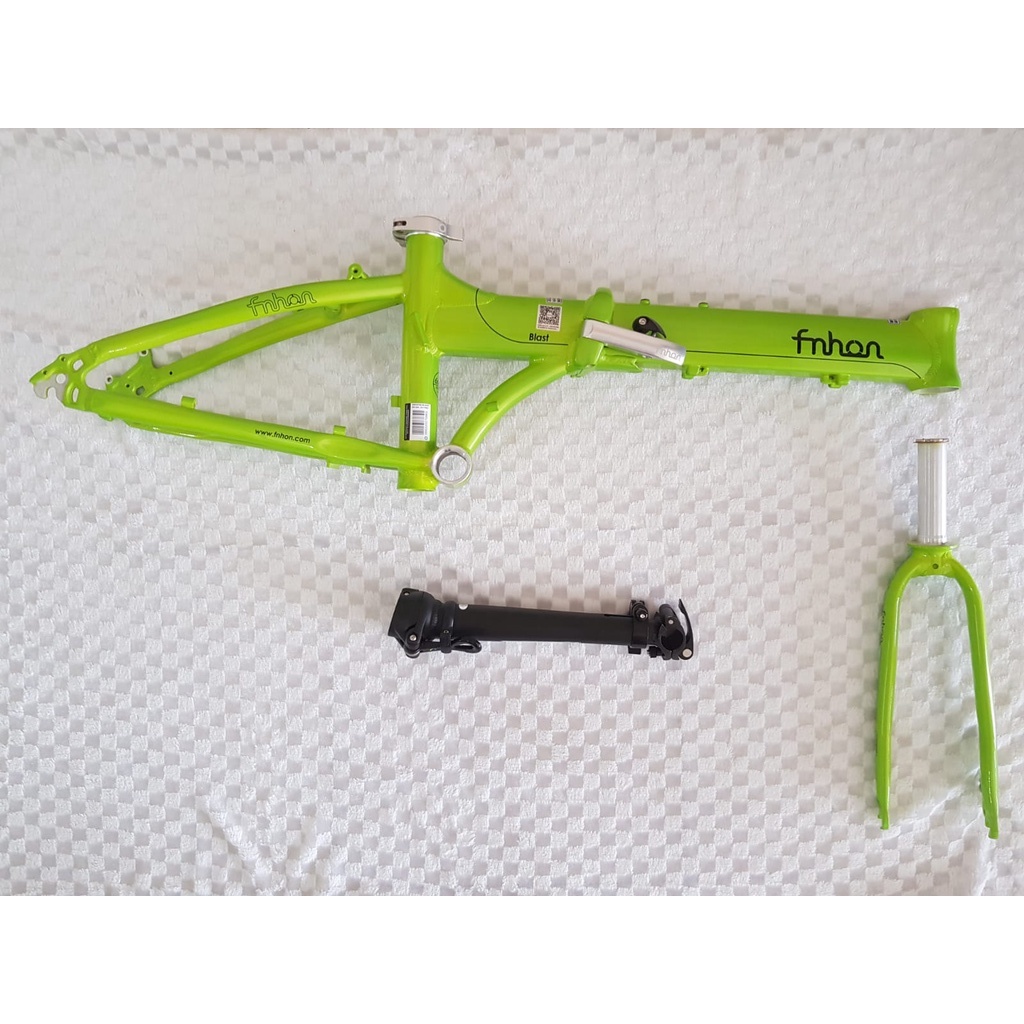 Frame set &amp; handle post FNHON BLAST hijau Discbrake 20inc New Db sepeda lipat alloy