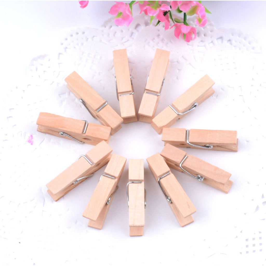 Wooden Clip Untuk Menggantung Foto Klip Mini Jepit Foto Bahan Kayu Ukuran 35mm.