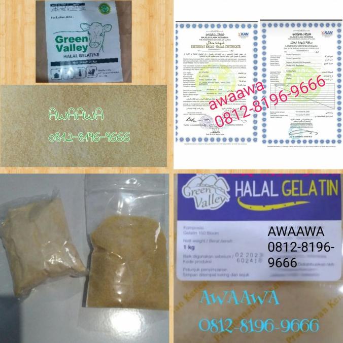 

1kg 1000gr serbuk bubuk murni gelatin gelatine powder sapi halal MUI