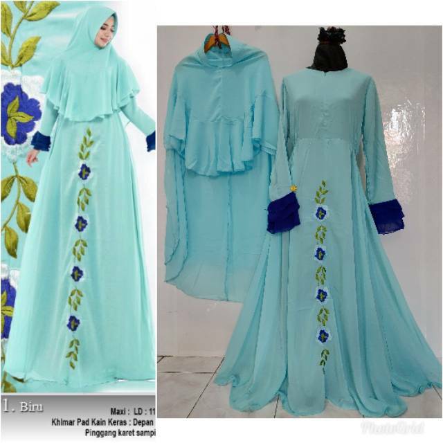 Rahima syar'i 3wrn premium gamis set jilbab bonus Bros cantik fashion muslimah wanita hijab