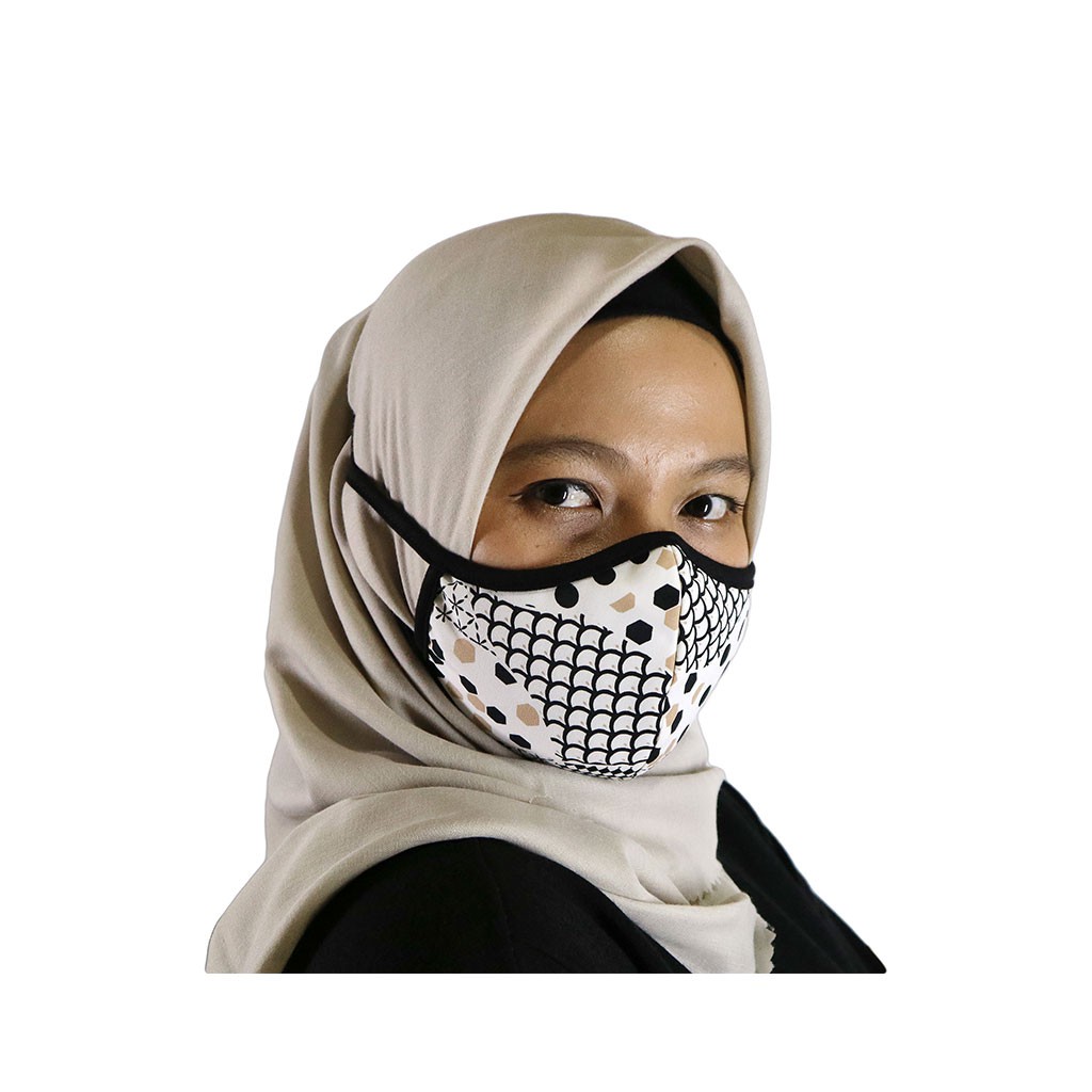 Masker Kain Wanita Hijab Kerudung Headloop Motif 10