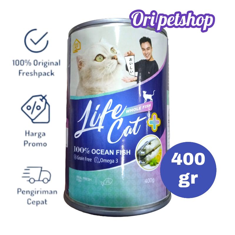 Life Cat Kaleng Plus 400gr Wet Cat Food - Ocean Fish Whole Fish