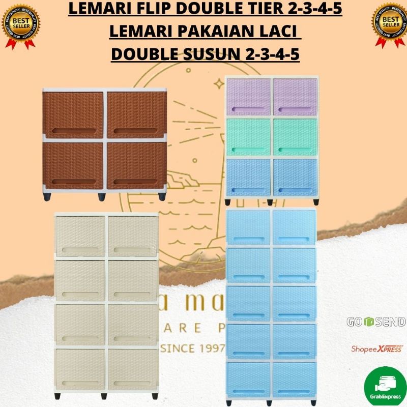 CLUB - LEMARI PAKAIAN PLASTIK FLIP DOUBLE TIER 2-3-4-5