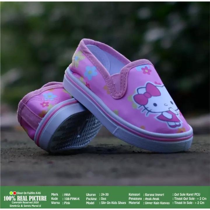 SEPATU ANAK CEWEK MOTIF HELLO KITTY 108 UKURAN 24-29