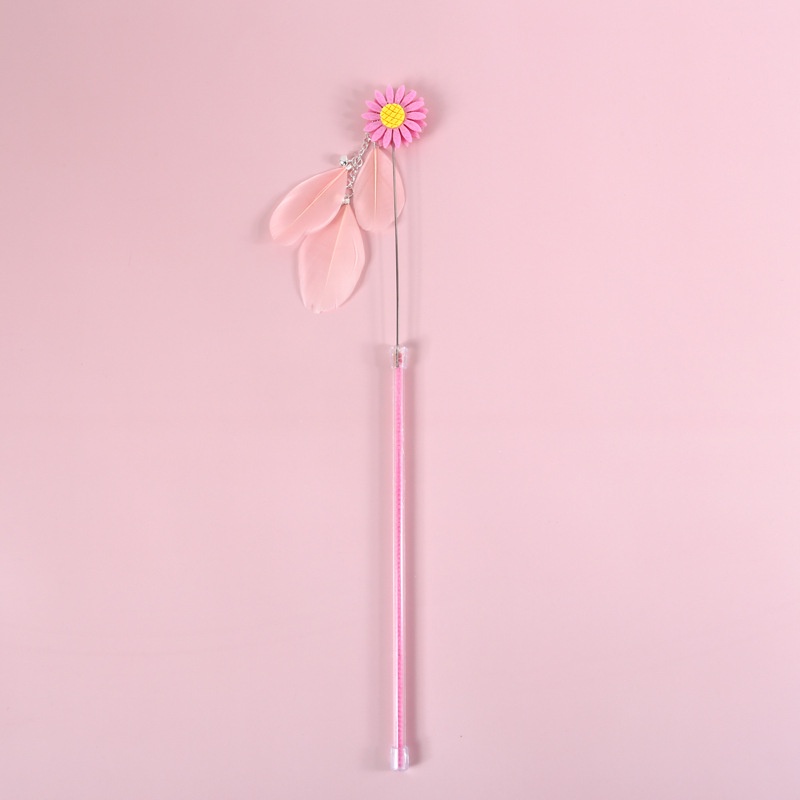 ★〓YUFeiPet〓★ Fairy Funny Cat Stick Bell Handmade Bowknot Cat Toy Small Daisy Feather Pet Interaction