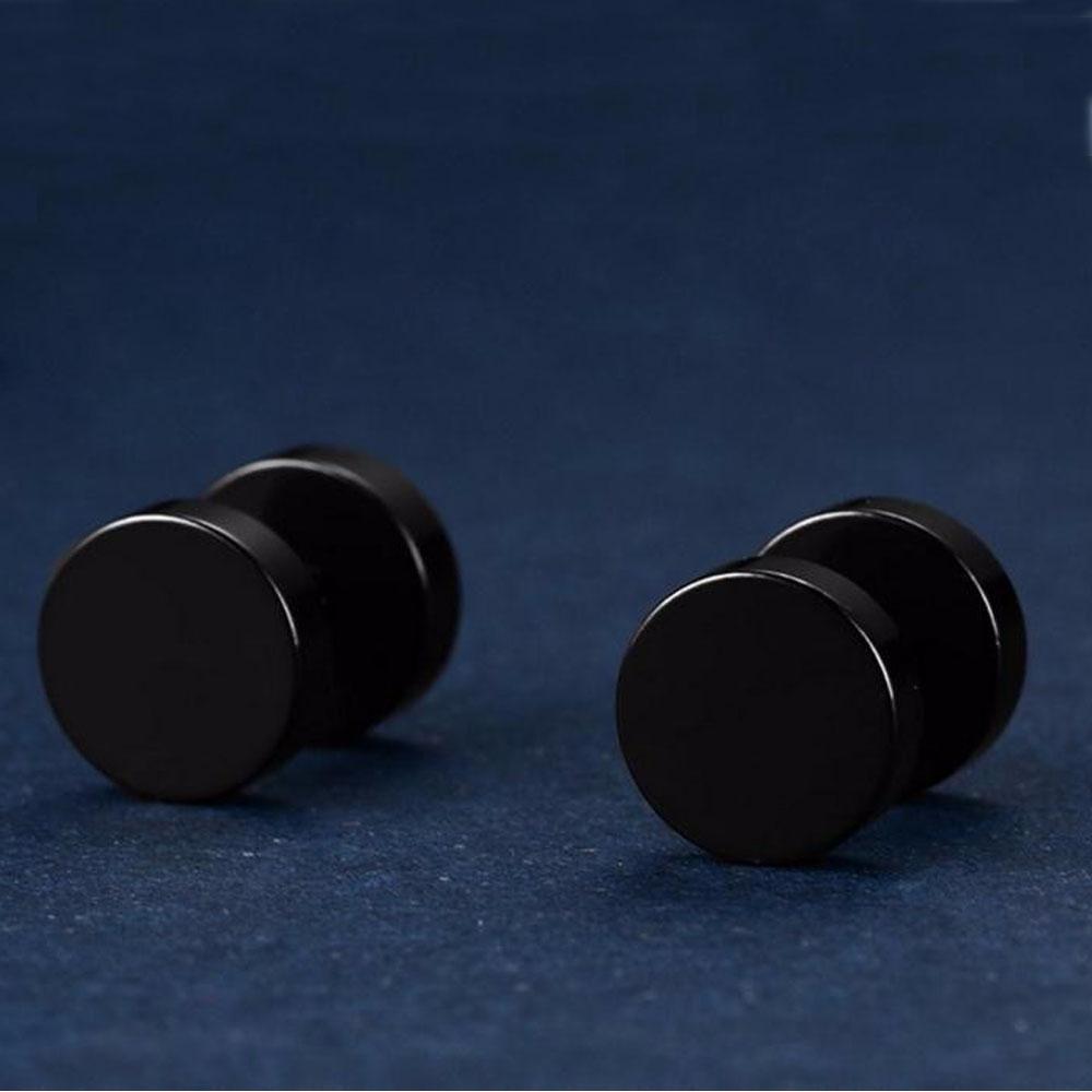 Nanas 1pasang Anting Hitam Bentuk Bulat Stainless Steel Cheater Plug