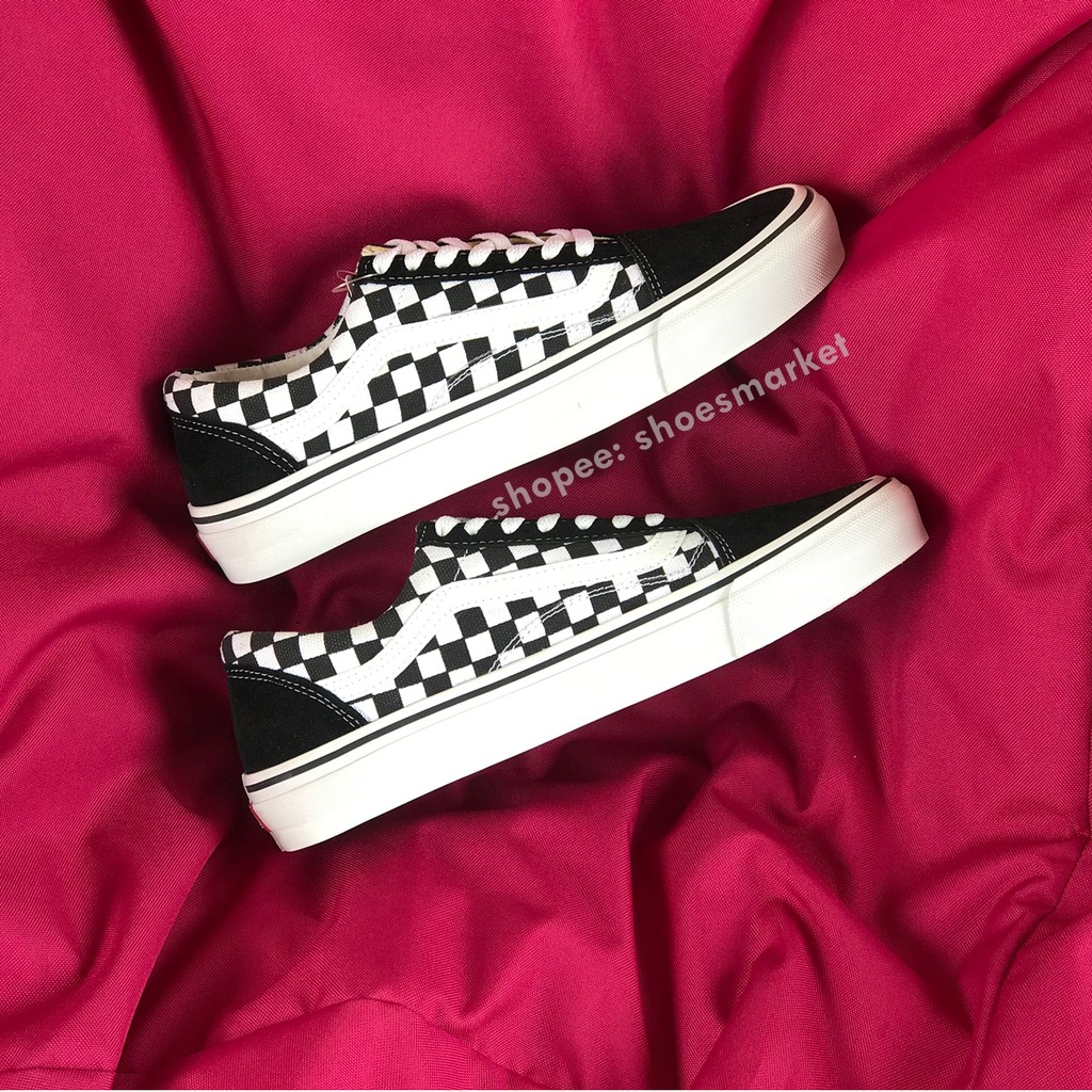 OBRAL SEPATU VANS OLDSKOOL CHECKERBOARD BLACK WHITE