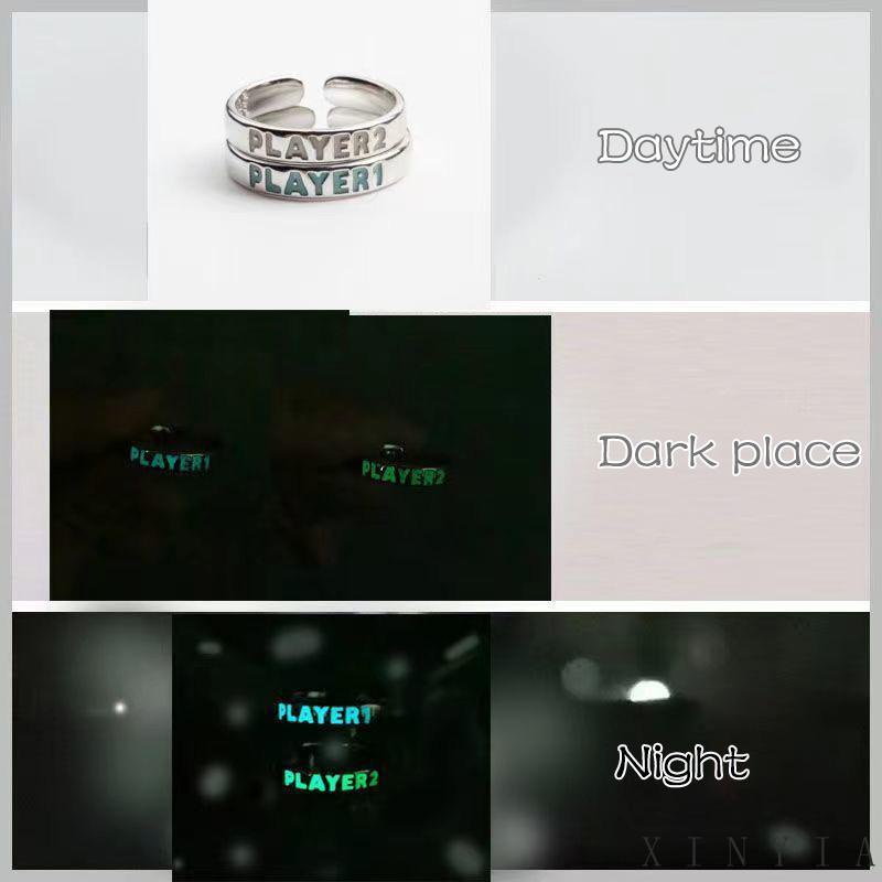 【COD】Cincin Model Terbuka Dapat Disesuaikan Untuk Pria Dan Wanita cincin pasangan bercahaya Hadiah Hari Valentine