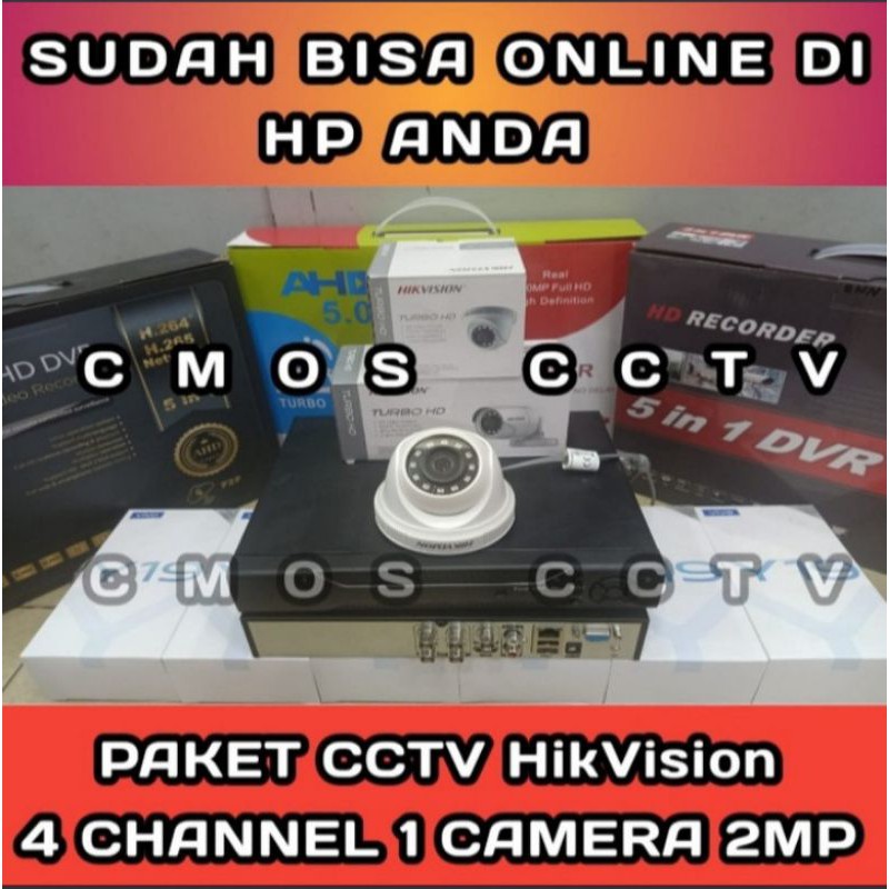 PAKET CCTV HIKVISION 2MP 4 CHANNEL 1 CAMERA HD TURBO 1080P HDD 1 TERRA