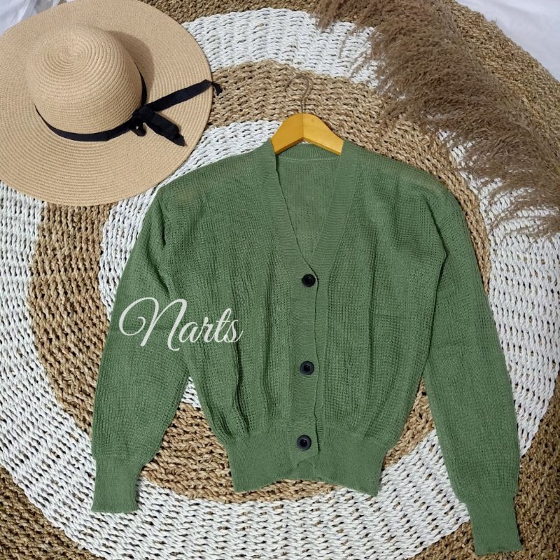 Olivia Cardy Crop / Eireen Crop Cardy / REAL PICT !!!-Green Tea/Matcha