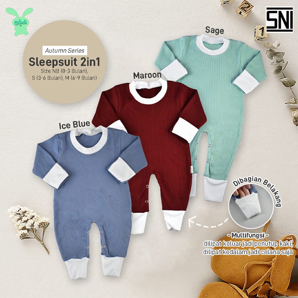 BANYAK MOTIF  1 pcs ARUCHI Baju Sleepsuit ARUCHI DAISY / HANAMI / CLOUDY / HUNTER SERIES Kodok Panjang Bayi Baby 2 IN 1 baju anak