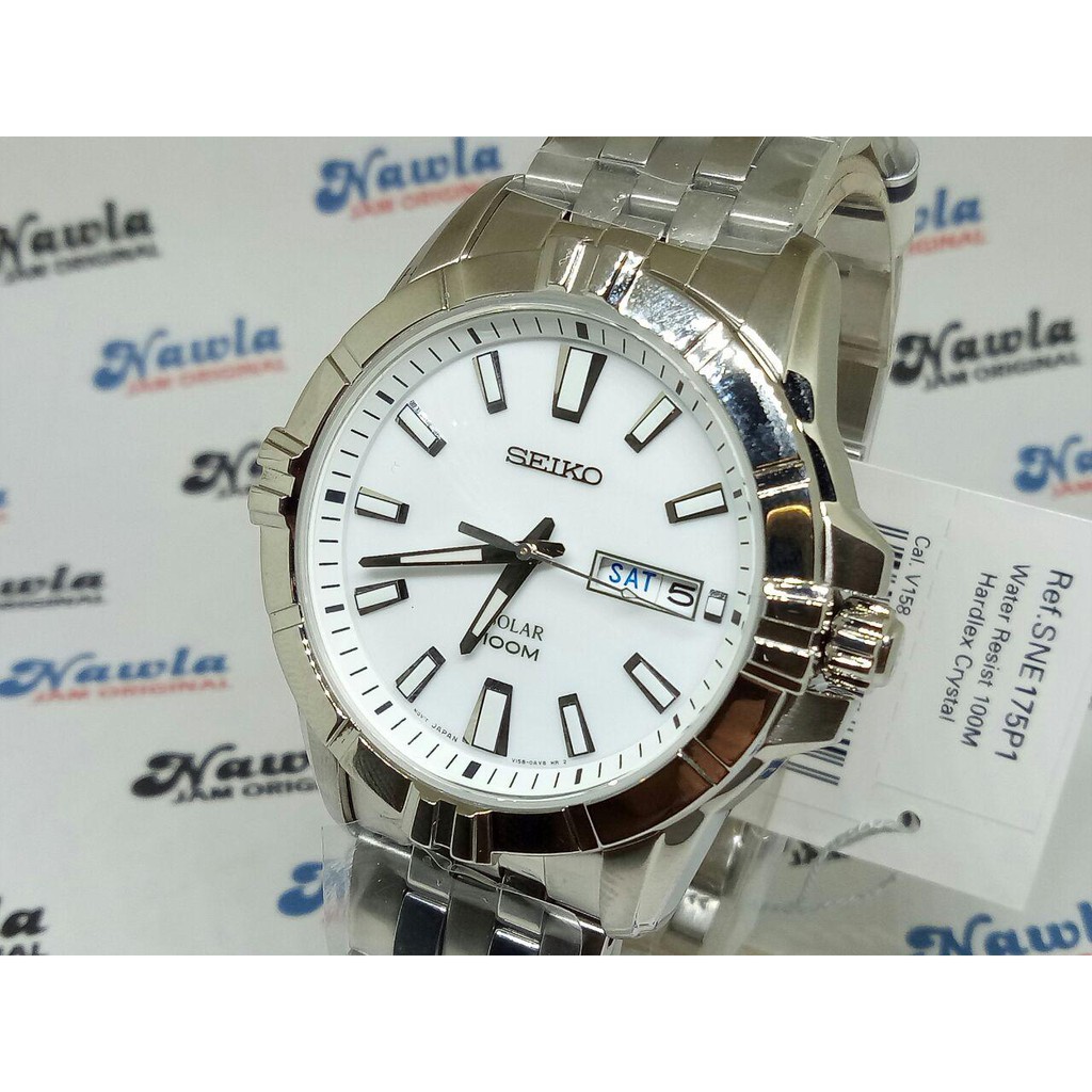 Seiko Solar SNE175P1 White Dial - Jam Tangan Pria SNE175