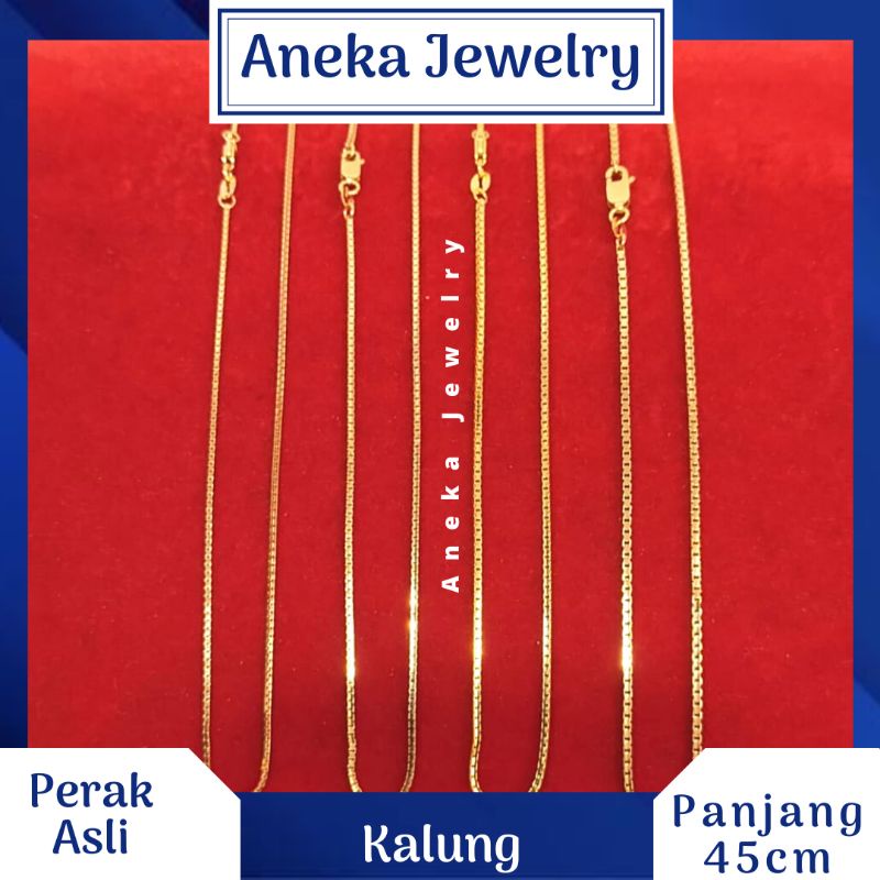 Kalung Italy Santa Variasi, Perak 925, Lapis Emas Kuning