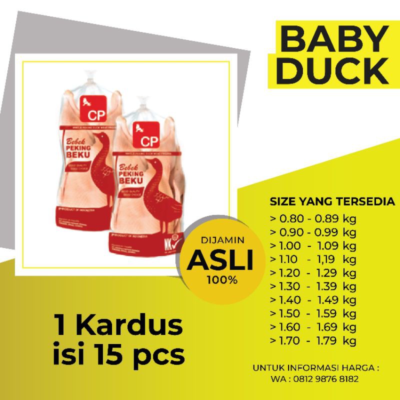 

Bebek peking frozen ukuran 1,2-1,3 kg