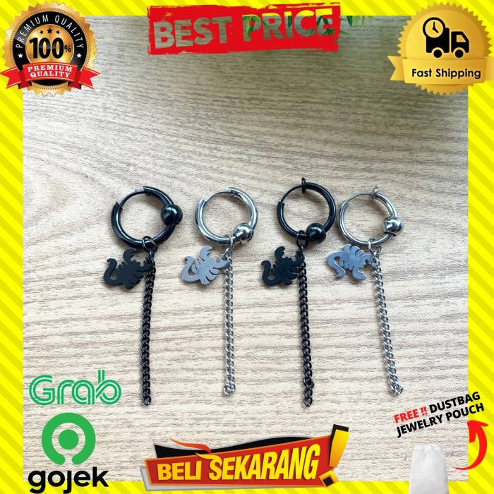 ANTING PRIA TINDIK JEPIT / TUSUK KALAJENGKING RANTAI KOREA MAGNET A242