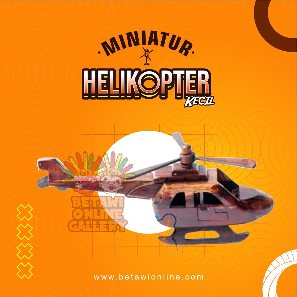 Miniatur Helikopter Kayu Ukuran Kecil / Souvernir Murah / Hiasan / Pajangan Meja / Koleksi