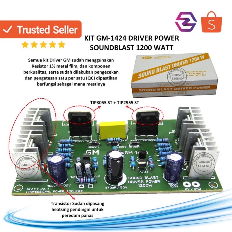 Kit Power Amplifier 1200 Watt Mono GM 1424