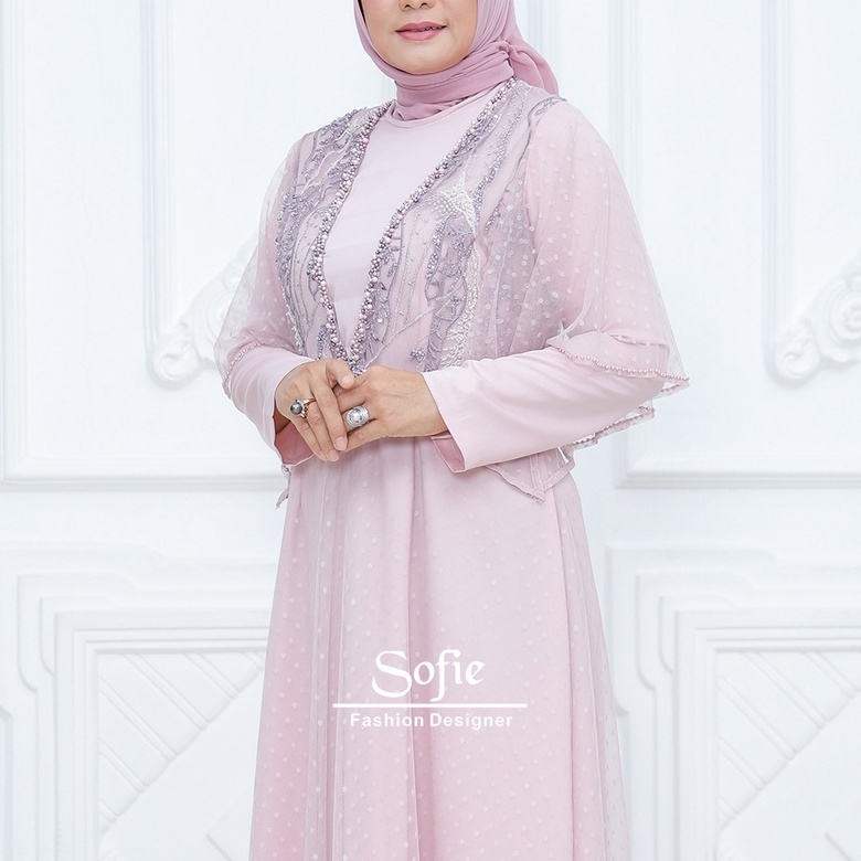 Dress Kondangan Dafhina Warna Soft Pink By Sofie Fashion Designer