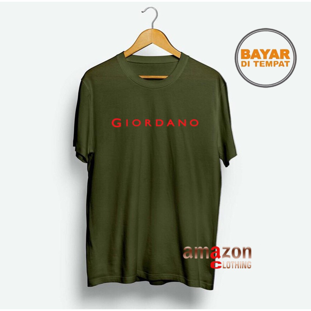 Amazon Clothing Baju Kaos Distro Giordano Lengan Pendek Text Merah Premium Quality Atasan Pria Wanit