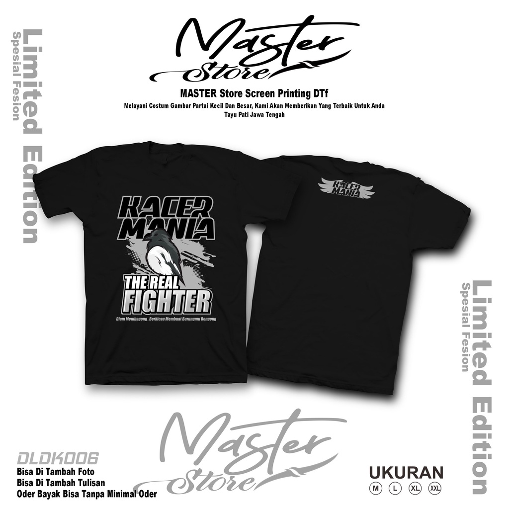 Kaos Kacer The Real Fighter Komunitas Koas burung Kacer Sablon kaos Burung Kacer Kicau mania bahan a