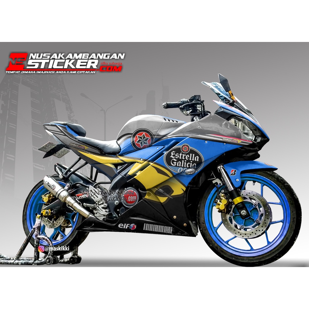 Decal Stiker Motor Yamaha R15 V2 Full Body Biru Kuning New Grafis Racing Team Sticker Variasi Custom