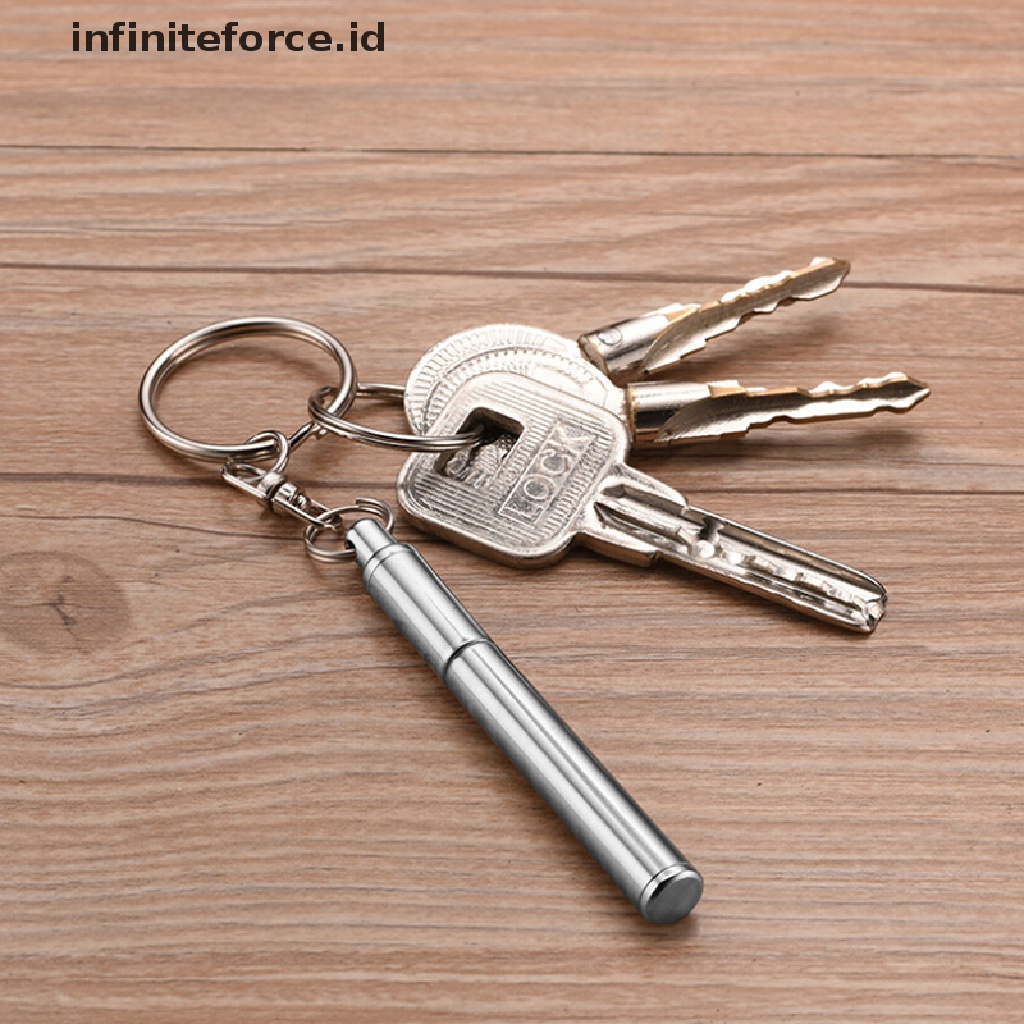 Infiniteforce.id Gantungan Kunci Bentuk Pulpen Teleskopik Bahan Stainless Steel Untuk Tanda Tangan / Darurat