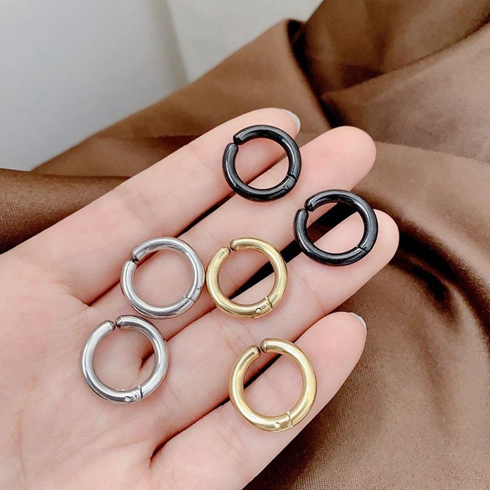 Mxbeauty Pria Klip Anting Warna Solid Kepribadian Pesta Punk Fashion Desain Baja Titanium Wanita Klip Telinga
