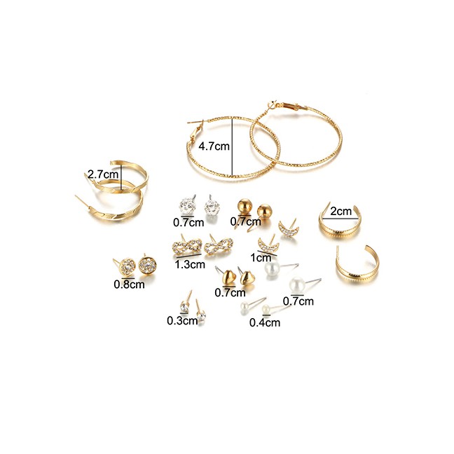 LRC Anting Set Fashion Gold 12 Sets Of Large: Medium And Small D23523