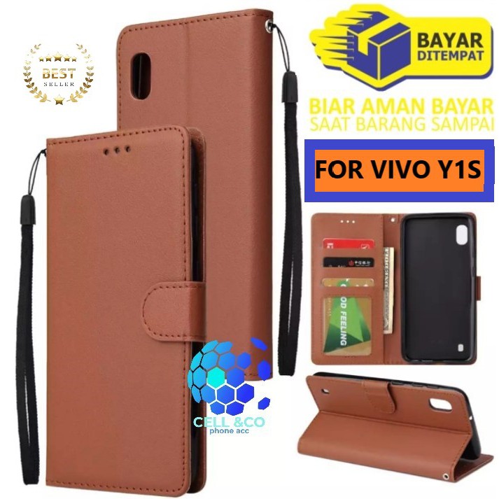 Flip cover VIVO Y1S Flip case buka tutup kesing hp casing flip case Premium leather wallet