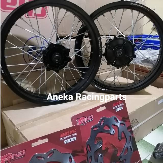 Velg supermoto crf 150l ring 17 komplit anti ribet tinggal pasang plus distel champ sni 300 350 17