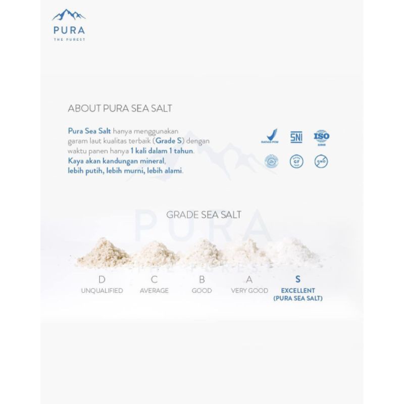 Pura Purest Sea Salt- GARAM LAUT NATURAL (Coarse / kasar) (Fine / halus) 300gr
