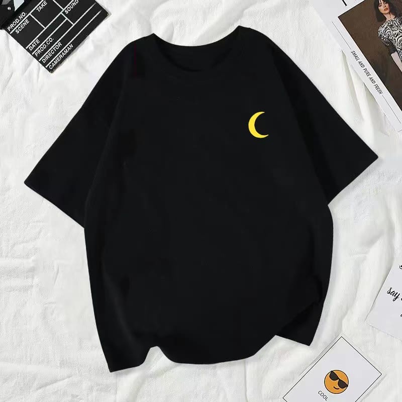 MYSTIQUE.ID-BAJU KAOS YELLOW MOON T-SHIRT LUCU DAN AESTHETIC