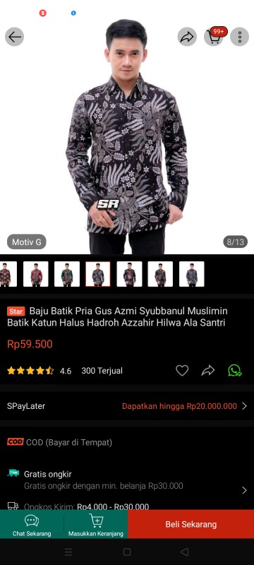 Batik Pria Lengan Panjang Gus Azmi Batik Azmil Hrb026 Motif Keratonan Kode 002 Size M L Xl Xxl Regul