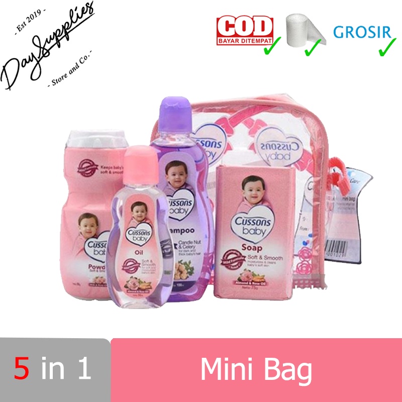 Cussons Baby Mini Bag - Set Perlengkapan Mandi Bayi isi 4pcs (Sabun Batang, Sampo, Bedak dan Minyak) - Mild & Gentle / Soft & Smooth / Fresh & Nourish-2