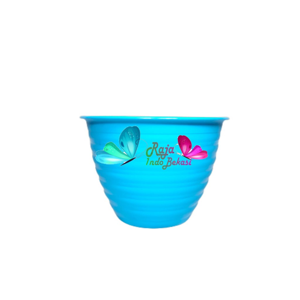 Pot Tawon Mdn 18 Warna Biru Orange Hijau Pink Kuning - Pot Plastik 18CM Vas Pot Bunga Tawon Bulat