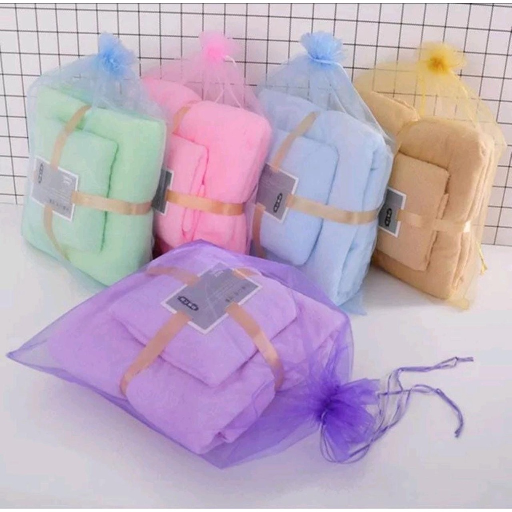 HANDUK SET 2IN1 COTTON TOWEL BAHAN LEMBUT