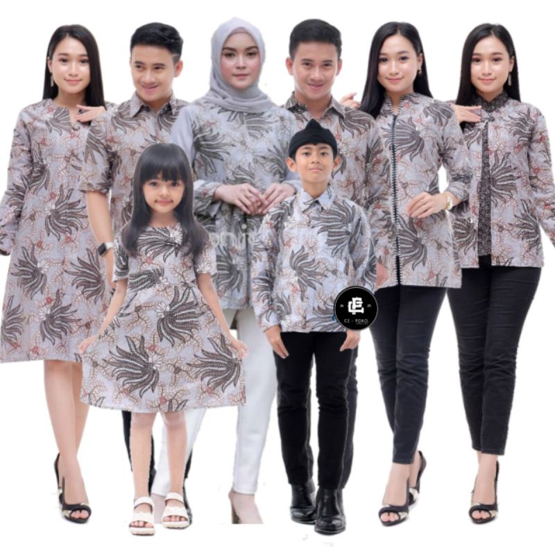 Atasan Baju Kemeja Tunik Batik Set Couple Pria Wanita Pasangan Keluarga Anak Cewek Cowok Modern Kekinian