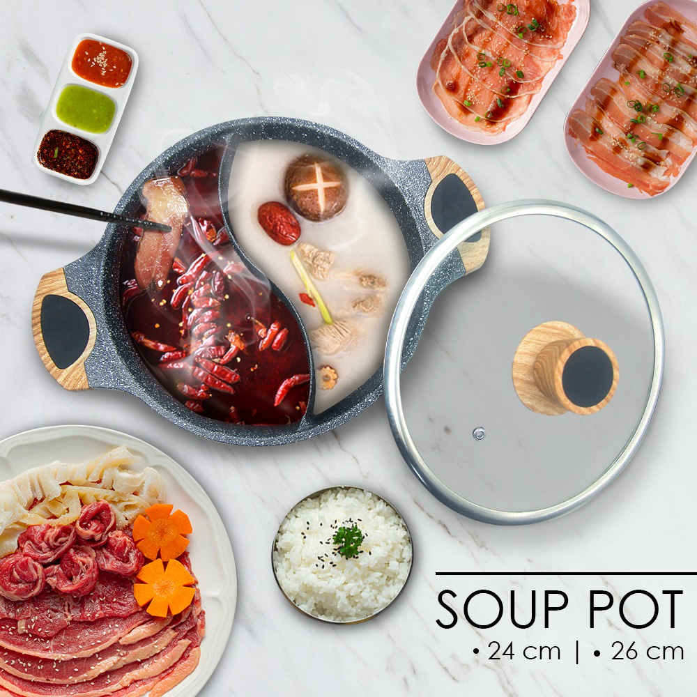 CaTalina Panci Suki Aesthetic Anti Lengket Non-Stick Medical Stone