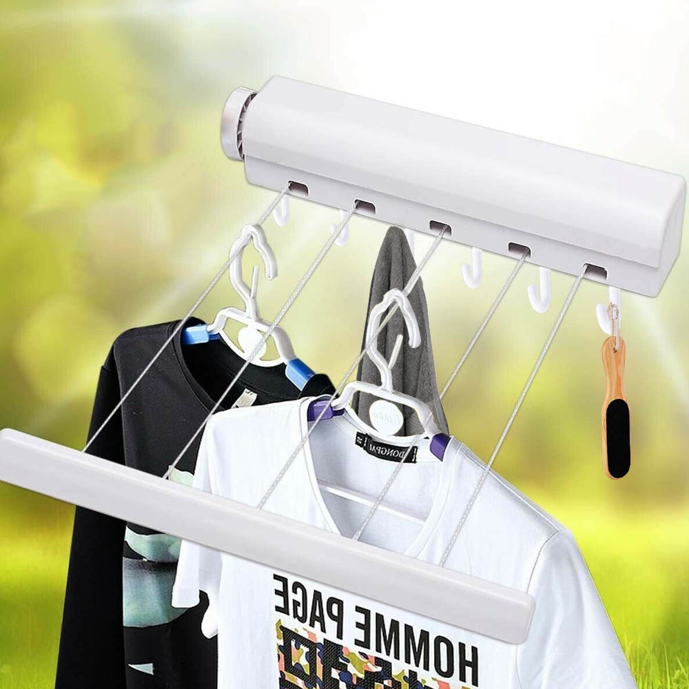 Multifunctional Clothes Hanger Bisa Di Lipat Dan Di Panjangkan Jemuran Otomatis Praktis Dengan 5 Tali J105 RANDOM