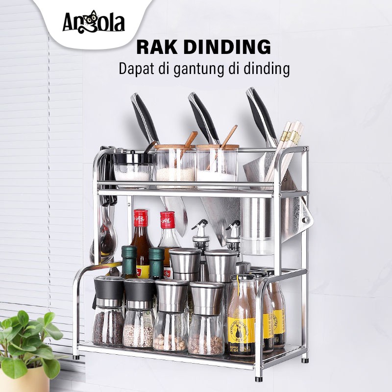  Rak Bumbu Dapur Stainless  D10 Gantung Dinding Dapur  Rak  