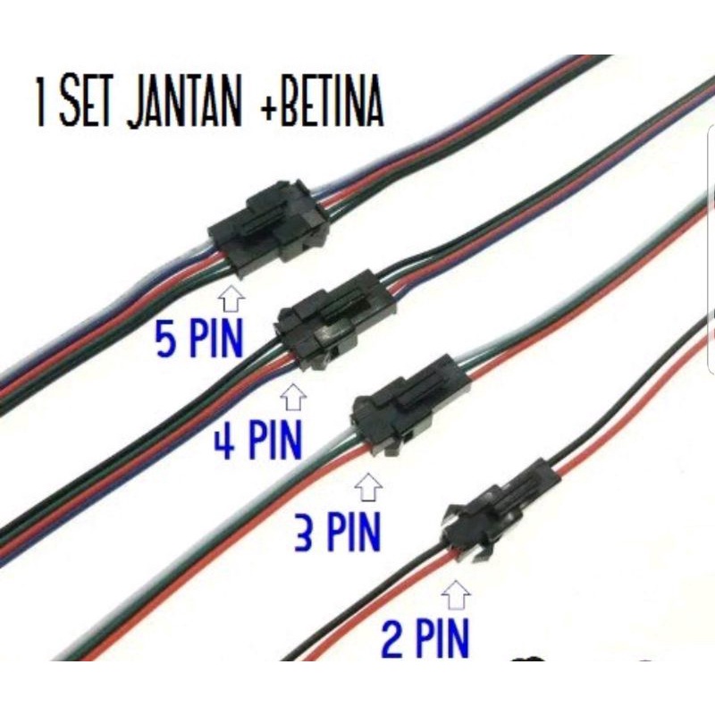 Jual Kabel Soket Jantan Dan Betina 1 Set 2pin 3pin 4pin 5pin Shopee