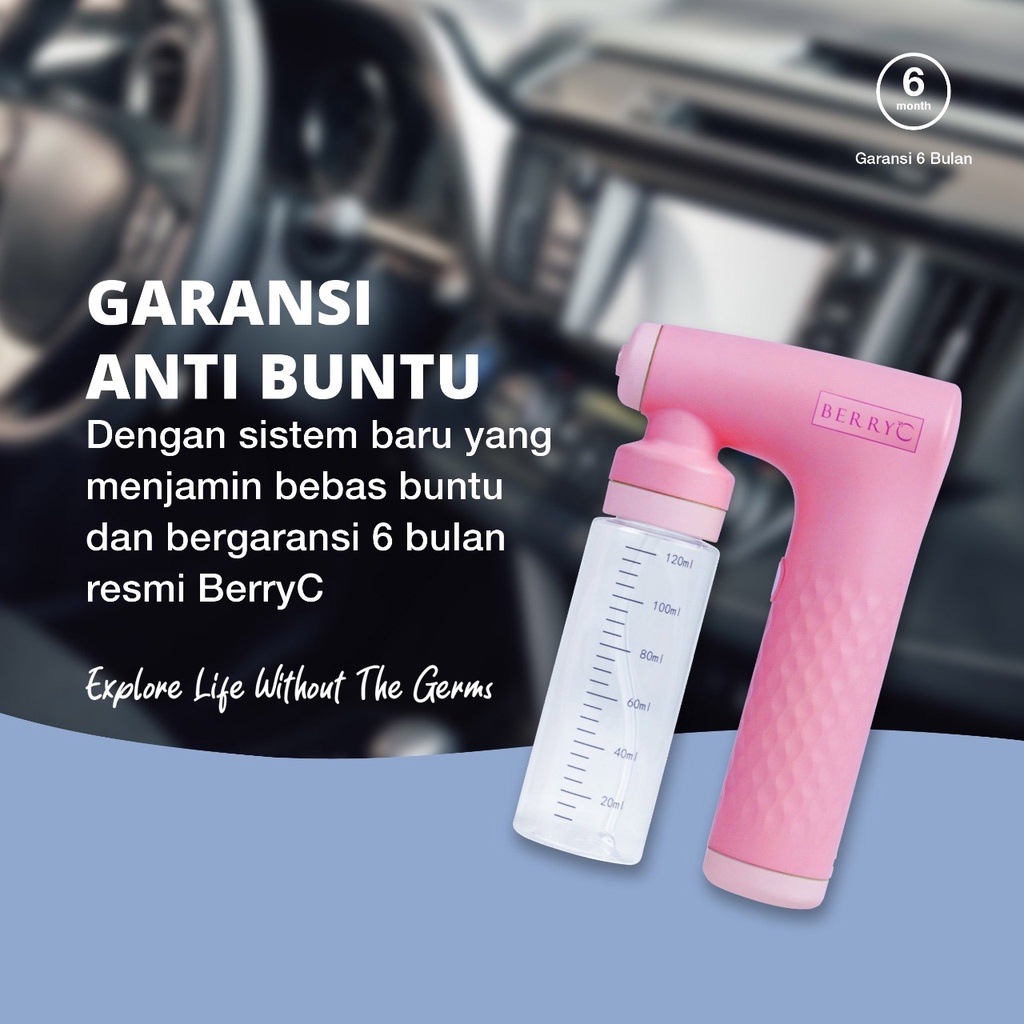 BerryC Mini Sanitizer Gun Rechargable, Small, Multi-Purpose, Travel Size semprotan otomatis sprayer sanitizer bed spray semprot disinfektan disinfectant liquid cairan antiseptik usb portable mobile tanpa kabel awet garansi kuat mudah essywidjaja essy best