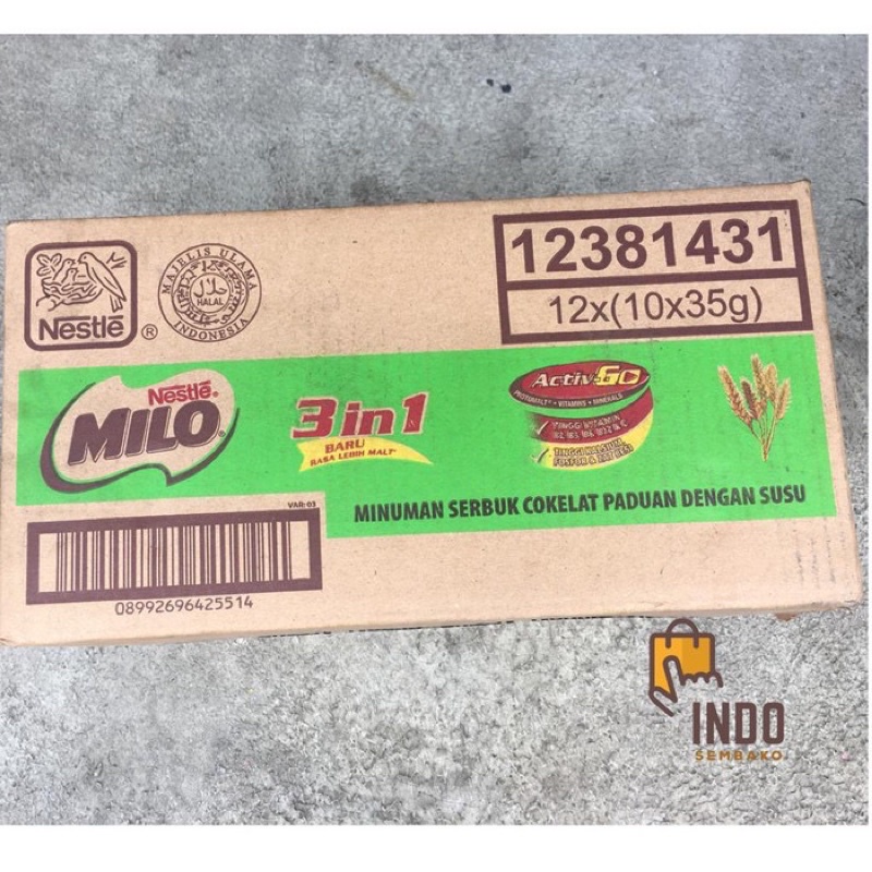 

susu milo 3 in 1 sachet isi 120 x 34g / Susu Milo 3in1 dus karton / Susu Milo Coklat 3 in 1