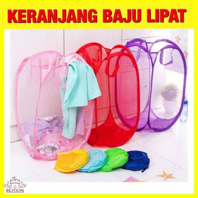 Keranjang Baju Lipat Polos / Keranjang Baju Kotor / Keranjang Cuci Baju Laundry